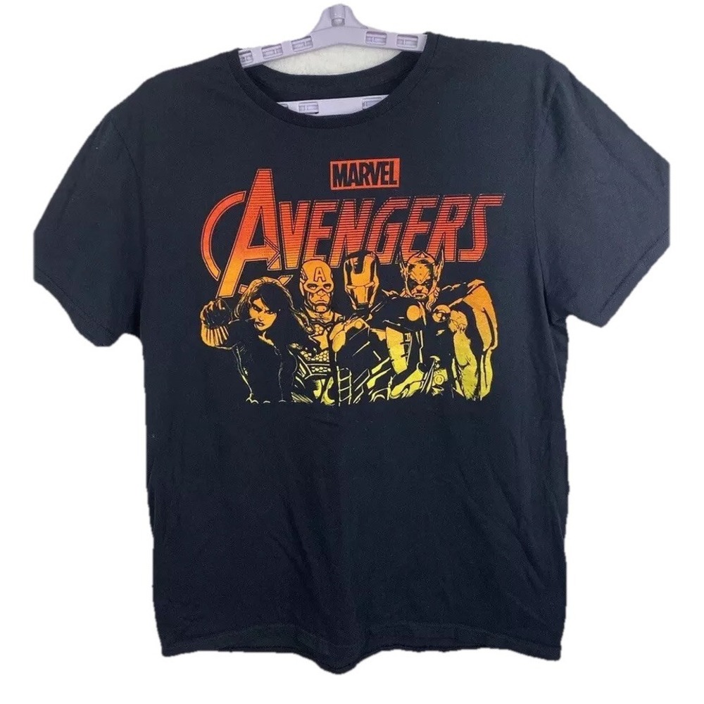 Marvel Large Avengers Black Comic Graphic Short Sleeve T-Shirt Skater Gamer